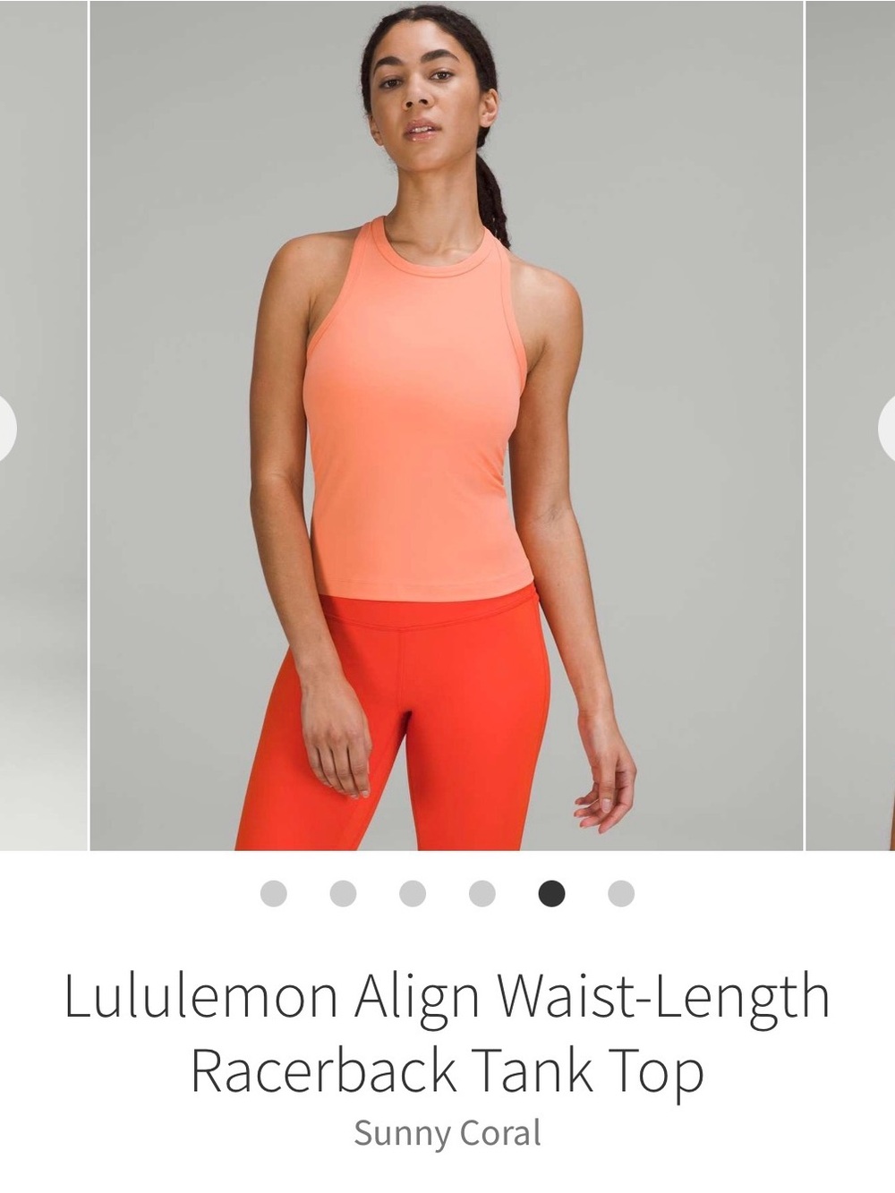 Lululemon Align Waist-Length Racerback Tank Top Sunny Coral